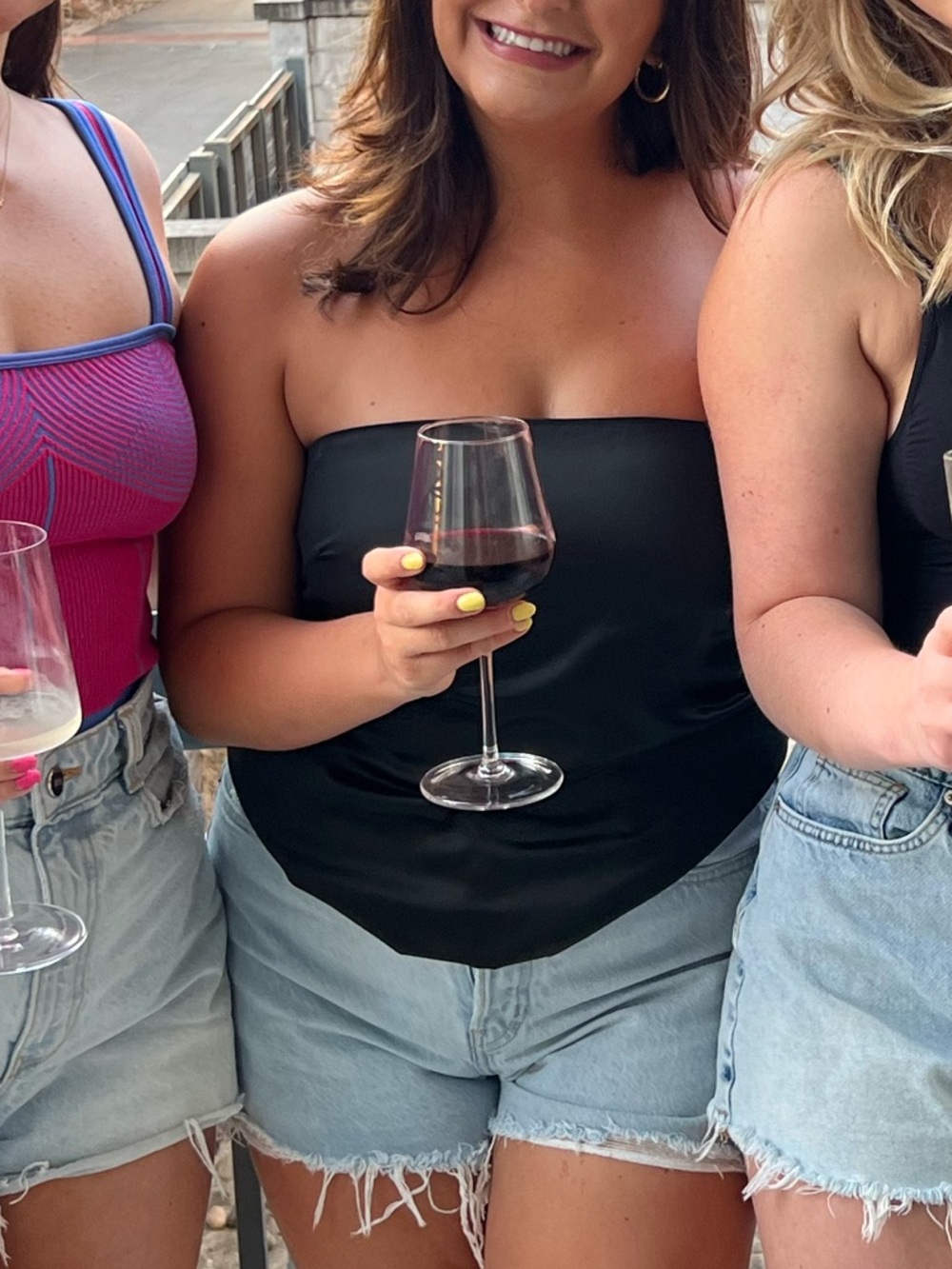 Satin Strapless Top in Black